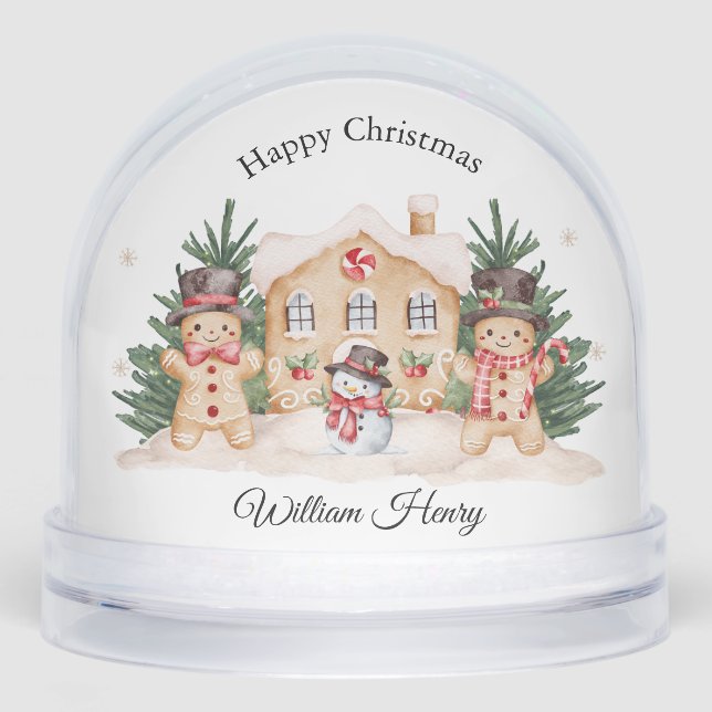 Kids Boy Gingerbread Snowman Festive Snow Globe  Schneekugeln (Vorderseite)