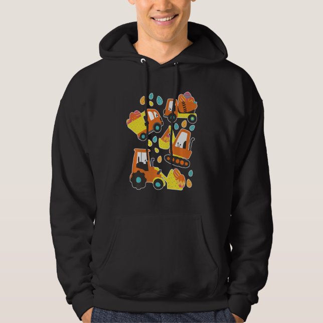 Kids Boys Bau Trucks Happy Oaster Egg Hun Hoodie (Vorderseite)