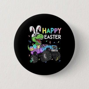 Kids Boys Happy Oaster T-rex Bunny Monster Truck R Button