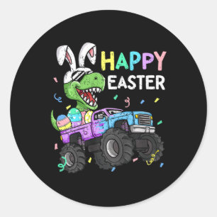 Kids Boys Happy Oaster T-rex Bunny Monster Truck R Runder Aufkleber