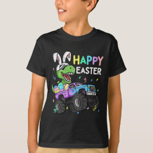 Kids Boys Happy Oaster T-rex Bunny Monster Truck R T-Shirt