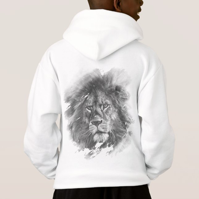 Kids Boys Hoodie Back Print Animal Lion Face (Rückseite)