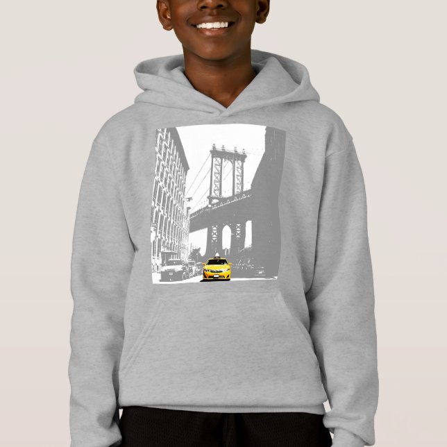 Kids Boys Hoodie New York Nyc Yellow Taxyn Brookly (Vorderseite)