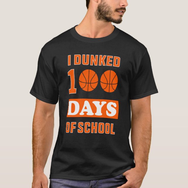 Kids Boys I Dunked 100 Days of School Basketball T-Shirt (Vorderseite)