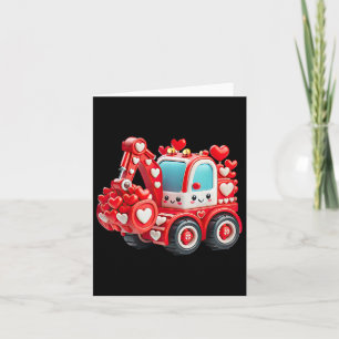 Kids Boys Kawaii Valentine Red Construction Truck Karte
