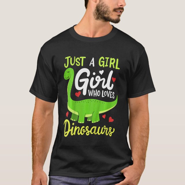 Kids Brachiosaurus Dinosaur Just a Girl Who Loves  T-Shirt (Vorderseite)