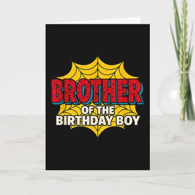 Kids Brother Of The Birthday Boy Spider Theme Part Karte (Vorderseite)