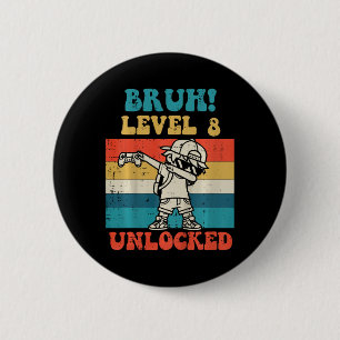 Kids Bruh Level 8 Freigeschaltet Gamer Dab Retro 8 Button