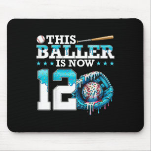 Kids Bysebyll Drip 12. Geburtstagsfeier Sport Fan  Mousepad