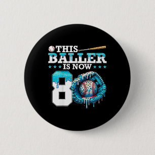 Kids Bysebyll Drip 8. Geburtstagsfeier Sport Fan B Button