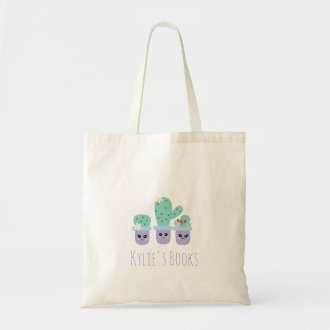 Kids Cactus Pflanze gepotted Library Tote Bag Tragetasche (Vorne)