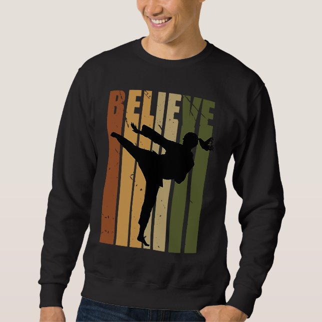 Kids Camouflage Retro Karate Motivating Believe Pr Sweatshirt (Vorderseite)