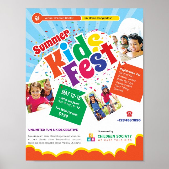 Kids Camp Flyer Template Poster (Vorne)