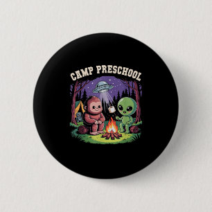 Kids Camp Out Preschool Kids Alien Campsite Bigfoo Button