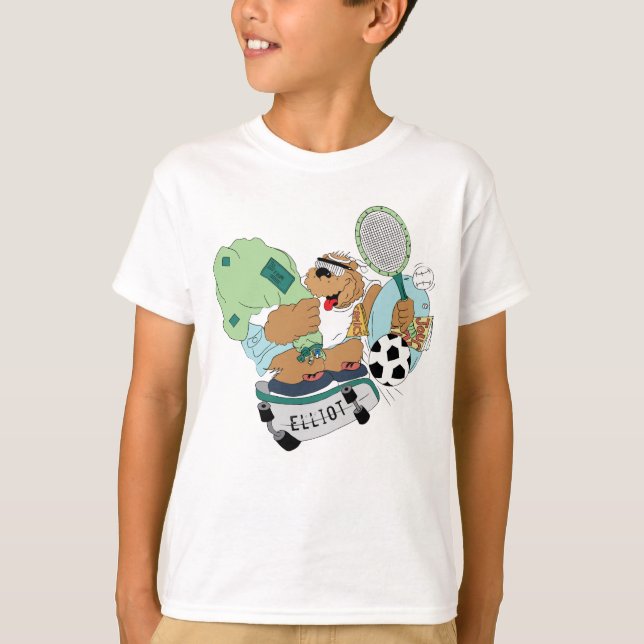 Kid's Camp T - Shirt Skateboarden Bär personalisie (Vorderseite)