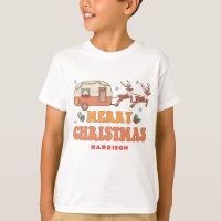 Kids Camping Weihnachten Rentier Retro Camper Name