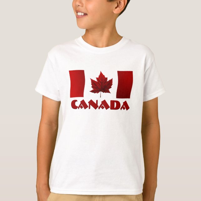 Kid's Canada Flag Ringer Maple Leaf Kid's T - Shir T-Shirt (Vorderseite)