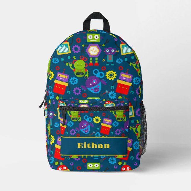 Kids Cartoon Robot Bedruckter Rucksack (Vorderseite)