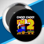 Kids Choo Choo Train 2nd Birthday Choo Choo I'm 2 Button<br><div class="desc">This CHOO CHOO I'm 2 design makes the perfect train themed birthday party gift for your two year old toddler boy or girl. This 2nd birthday party design is perfect for kids who like train, railroad tracks and the choo choo of the whistling train horn. This train birthday party theme...</div>