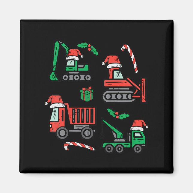 Kids Christmas Construction Vehicles Truck Xmas Bo Magnet (Vorne)