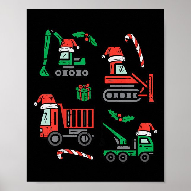 Kids Christmas Construction Vehicles Truck Xmas Bo Poster (Vorne)