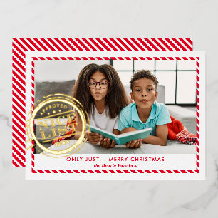 KIDS CHRISTMAS FOTO Spaß Nizza Briefmarke Rotes Go Folien Feiertagskarte