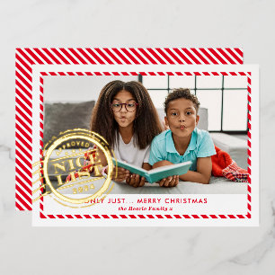 KIDS CHRISTMAS FOTO Spaß Nizza Briefmarke Rotes Go Folien Feiertagskarte