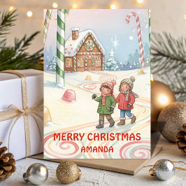 Kids Christmas Peppermint Forest Trail Feiertagskarte