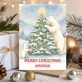 Kids Christmas Polar Bear Family Fun Feiertagskarte