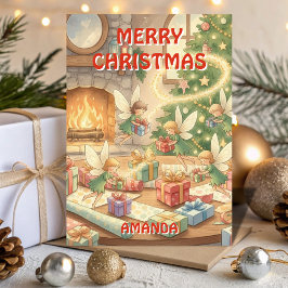 Kids Christmas Sparkle Fairies Helpers Feiertagskarte