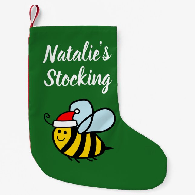Kid's Christmas stocking with cute Santa bee Kleiner Weihnachtsstrumpf (Vorderseite)