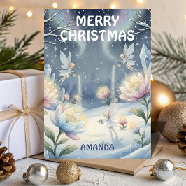 Kids Christmas Winter Fairy Garden Feiertagskarte