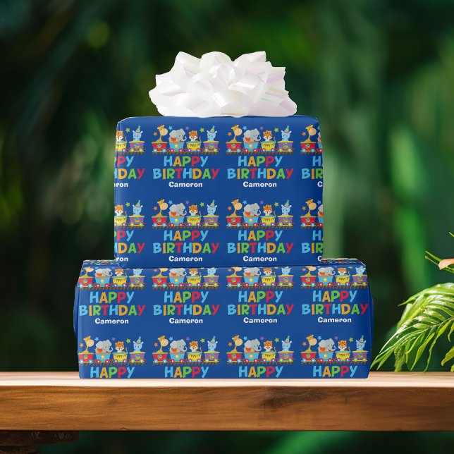 Kids Circus Animal Train Niedliche Custom Boys Geb Geschenkpapier (Von Creator hochgeladen)