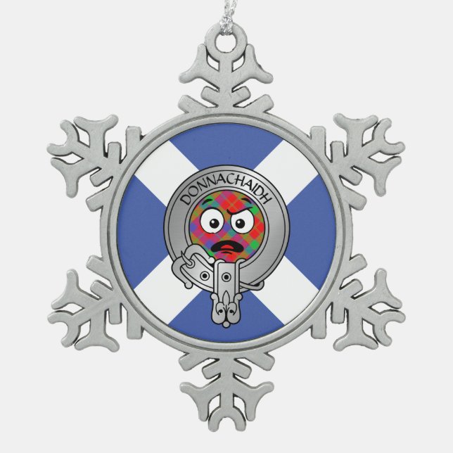 Kids Clan Donnachaidh Wappen & Tartan auf Salreife Schneeflocken Zinn-Ornament (Vorderseite)