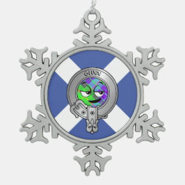 Kids Clan Gunn Wappen & Tartan über Salreifen Schn Schneeflocken Zinn-Ornament