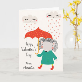 Kids Classroom Cute Hedgehog Valentine's Day Karte