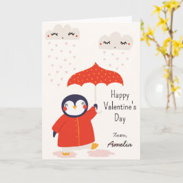 Kids Classroom Cute Penguin Valentine's Day Karte