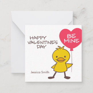 Kids Classroom Entlein BE MINE Ballon Valentinstag Mitteilungskarte