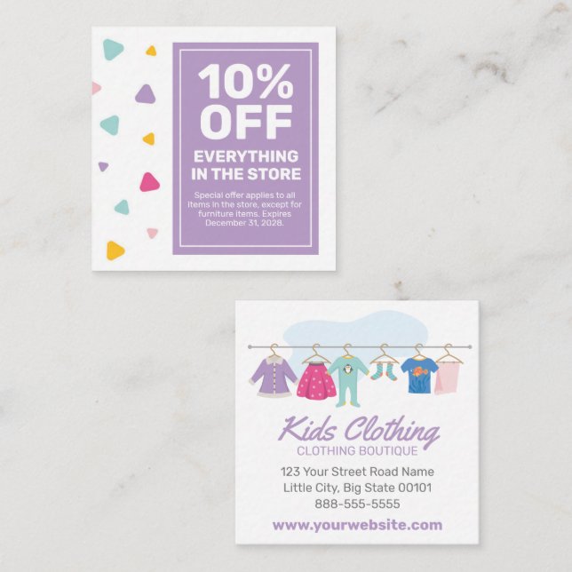 Kids Closing Boutique Coupon Card Sale Angebot (Vorne/Hinten)
