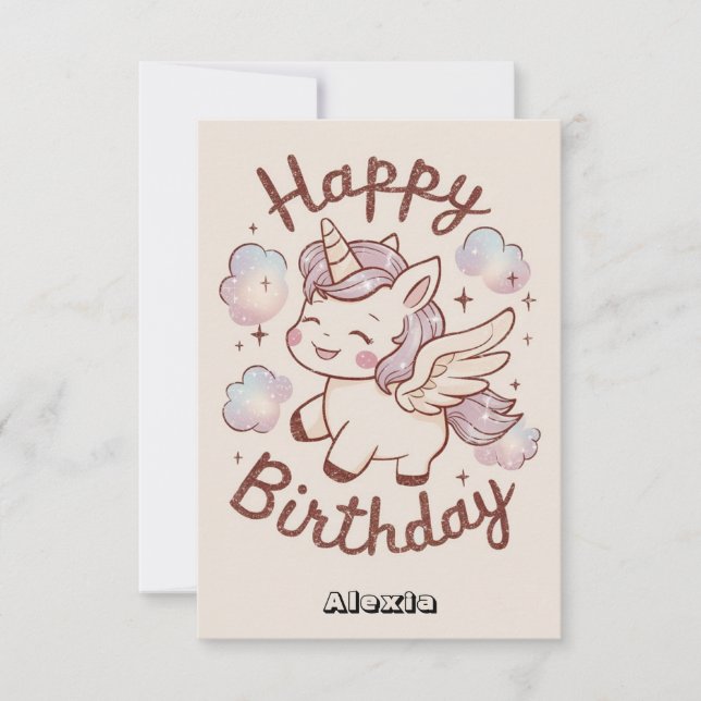 Kids Clouds Unicorn Geburtstag Karte (Vorderseite)