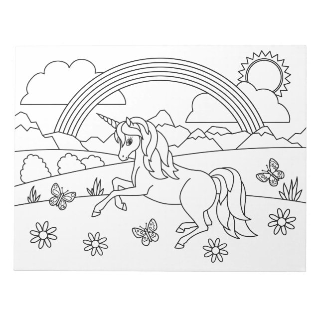 Kids Color Me Unicorn Regenbogen Notizblock (Vorderseite)