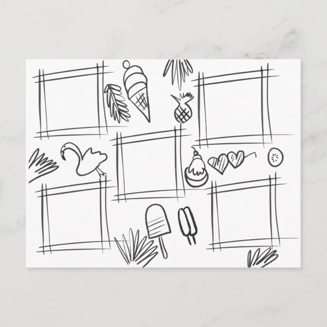 Kids Color Tropical Fun Zeichnend Doodlen Postkarte (Vorderseite)