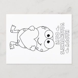 Kids' Color your own Valentine (frog) Postkarte