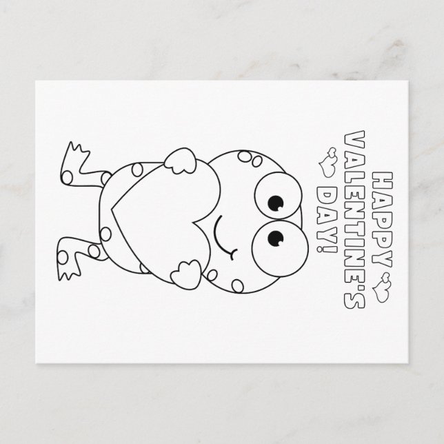 Kids' Color your own Valentine (frog) Postkarte (Vorderseite)