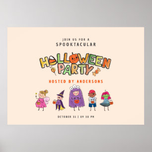 Kids Colorful Halloween Costume Party Poster