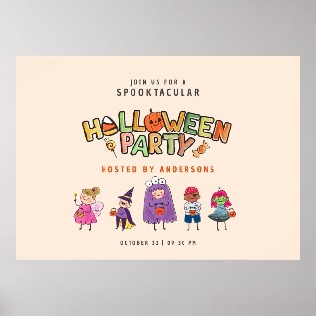 Kids Colorful Halloween Costume Party Poster (Vorne)