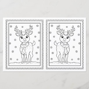 Kids Coloring Rentier Papier Weihnachtskarte