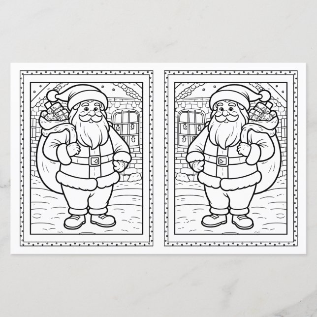 Kids Colour Santa Paper Weihnachtskarte Vorlage (Vorderseite)