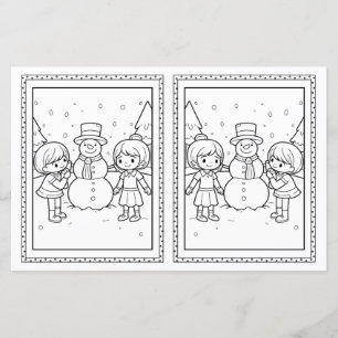 Kids Colour Snowman Paper Weihnachtskarte