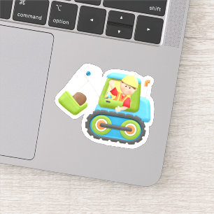 Kids Construction Bulldozer Die Sticker Decal schn